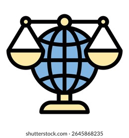 Ilustração do estilo da linha plana do ícone do comércio justo que representa práticas comerciais éticas e fornecimento sustentável, adequado para responsabilidade social, agricultura e projetos relacionados ao comércio global