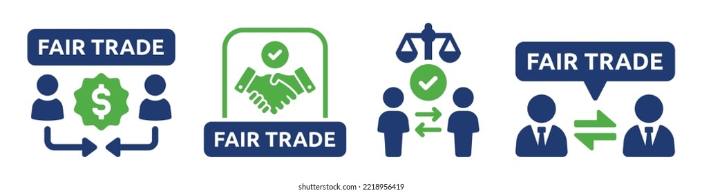 Fair Trade Icon Set. Exchange And Agreement Vector Symbol Illustration.