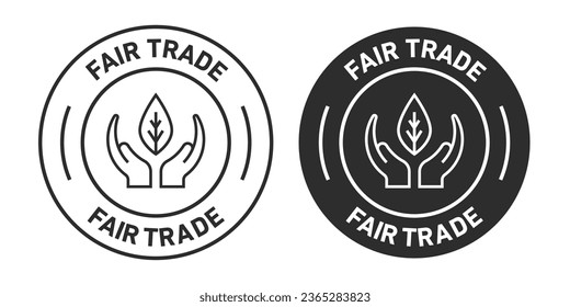 Fair trade Icons set in black filled and outlined.