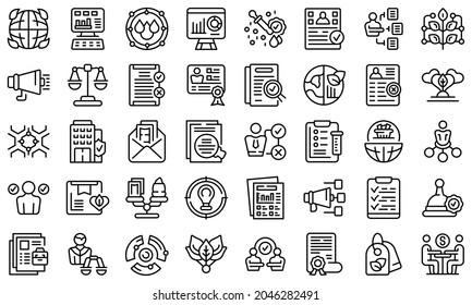 Fair trade icons set outline vector. Fair product. Labor extension