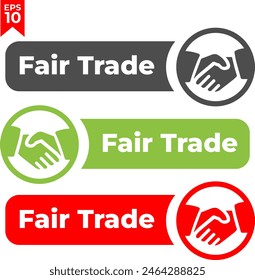 Diseño de Vector de etiqueta de comercio justo para la empresa. Pegatina de apretón de manos.
