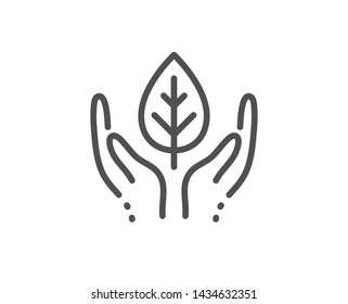 Fair trade line icon. Bio cosmetics sign. Organic tested symbol. Quality design element. Linear style fair trade icon. Editable stroke. Vector