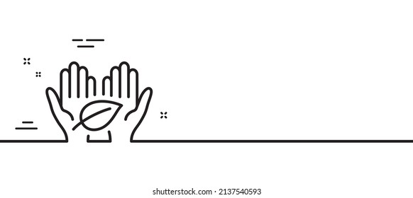 Fair trade line icon. Bio cosmetics sign. Organic tested symbol. Minimal line illustration background. Fair trade line icon pattern banner. White web template concept. Vector