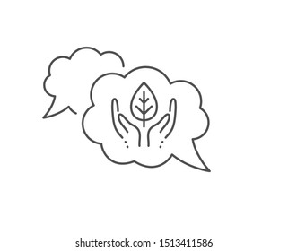 Fair trade line icon. Chat bubble design. Bio cosmetics sign. Organic tested symbol. Outline concept. Thin line fair trade icon. Vector