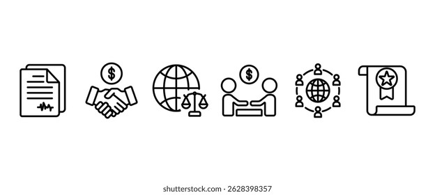 Fair Trade line icon set, Line icons vector collection in transparent background. Business icon set. Editable stroke.