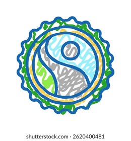 comércio justo produtos verde vivência ícone doodle esboço vetor. comércio justo produtos sinal de vida verde. símbolo isolado ilustração