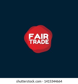 Fair trade - red banner,sign,tag,label. modern minimalist illustration 