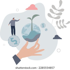 Fair trade with sustainable environment attitude as ethical business .Eco friendly and honest salary for work or resources exploitation .flat vector illustration.