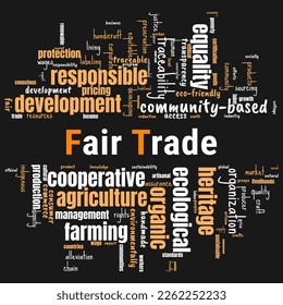 fair trade word cloud template. Law concept vector on white background.