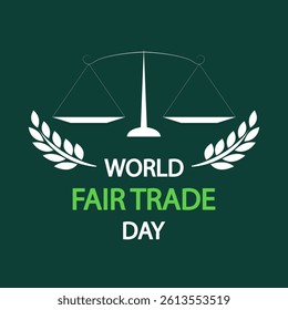 Fair trade world day scales, vector art illustration.