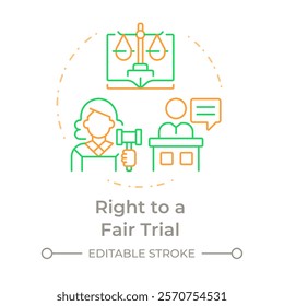 Fair trial right duo tone concept icon. Equal protection. Freedom, legislation. Round two color outline illustration. Abstract vector design. Easy to use in infographic, presentation