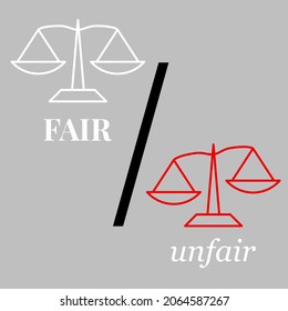 Fair And Unfair Concept Simple Vector Graphic Representation 