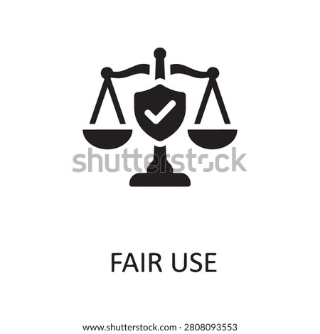 Fair use legal concept icon featuring scales and a shield with a checkmark protection copyright compliance regulation isolated business professional integrity
