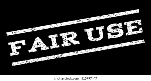 Fair Use watermark stamp. Text caption between parallel lines with grunge design style. Rubber seal stamp with dust texture. Vector white color ink imprint on a black background.