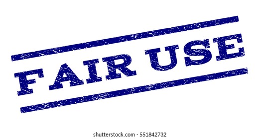 Fair Use watermark stamp. Text caption between parallel lines with grunge design style. Rubber seal stamp with scratched texture. Vector navy blue color ink imprint on a white background.