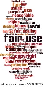 Fair use word cloud concept. Collage made of words about fair use. Vector illustration 