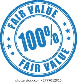 Fair value one hundred percent guaranteed blue grunge rubber stamp