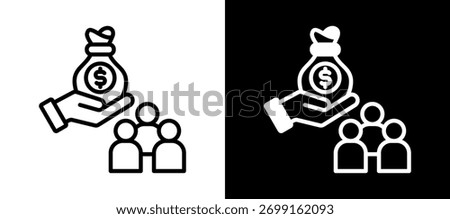 Fair Wage Icon whiteblack Vector Illustration