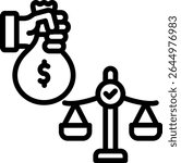 Fair Wages Icon Outline Vector Illustration