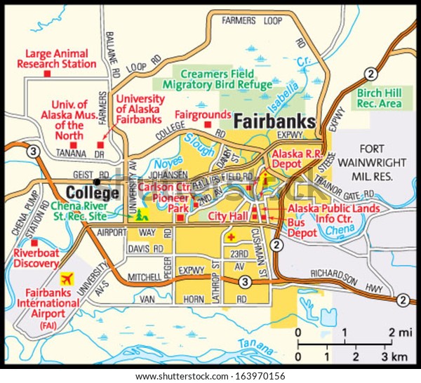 Fairbanks Zip Code Map Fairbanks Alaska Area Map Stock Vector (Royalty Free) 163970156 |  Shutterstock