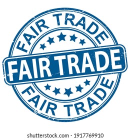 Faire Trade Label on Grunge Style Icon With Guarantee Text Around Isolated on White Background