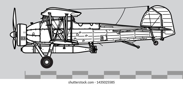 Fairey SWORDFISH. Outline vector drawing