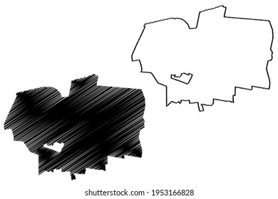 Fairfax city County, Commonwealth of Virginia (Independent city, U.S. county, United States of America) map vector illustration, scribble sketch Fairfax map