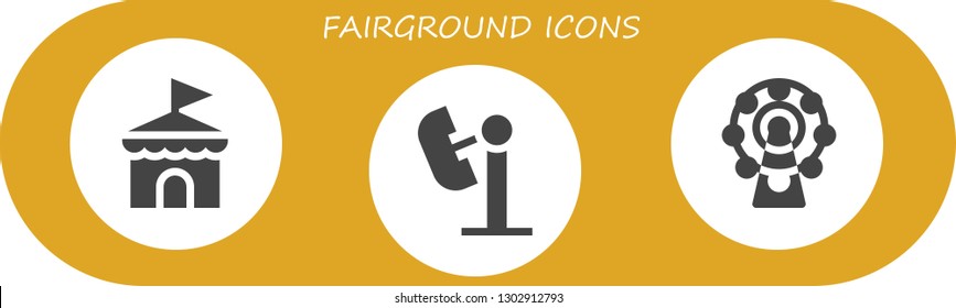  fairground icon set. 3 filled fairground icons.  Simple modern icons about  - Circus, Amusement park, Ferris wheel