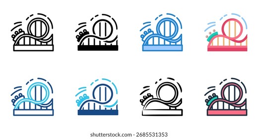 Fairground rides icon set multiple style collection 
