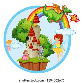 fairies in a castle setting with dragon