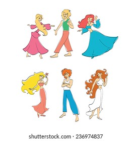 fairies dancing girls boys vector