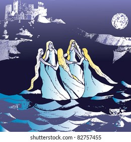 fairies dancing under the Moon