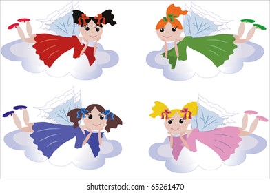 Fairies flying on the clouds