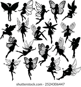 Fairies Silhouette Set Bundle Illustration