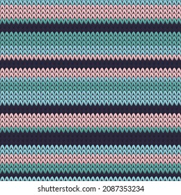 Fairisle horizontal stripes knit texture geometric seamless pattern. Rug knitwear structure imitation. Traditional seamless knitted pattern. Winter holidays wallpaper.