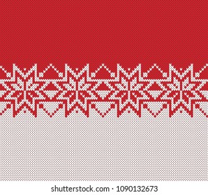 Fairisle Knitted Sweater Design with Snowflakes. Seamless Knitting Pattern