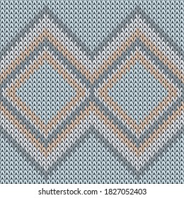 Fairisle rhombus argyle knitted texture geometric seamless pattern. Plaid knitwear fabric print. Winter seamless knitted pattern. Abstract xmas wallpaper.