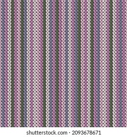 Fairisle senkrechte Streifen strickte Textur geometrische Vektorgrafik nahtlos. Teppichstrickeffekt-Ornament Skandinavisches Strickmuster im nahtlosen Stil. Stoffliche Leinwand-Illustration.