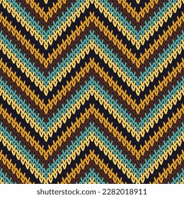 Fairisle zigzag chevron stripes knit texture geometric vector seamless. Scarf stockinet ornament. Nordic style seamless knitted pattern. Abstract xmas wallpaper.