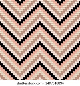 Tejidos firisle zigzag chevron tejido de textura geométrica vectorial sin fisuras. Impresión de tela de tela de paños de tela. Clásico de punto caliente sin fisuras. Ilustración de tela de tela.