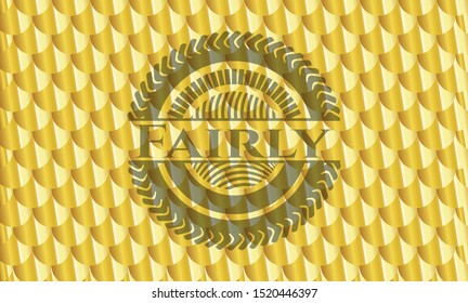 Fairly golden emblem. Scales pattern. Vector Illustration. Detailed.