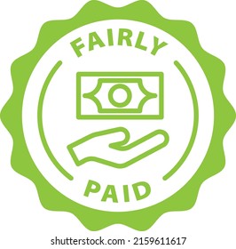 fairly paid green stamp outline badge icon label isolated vector on transparent background