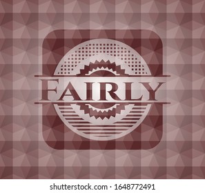 Frisch rotes, nahtloses Emblem oder Abzeichen mit abstraktem, geometrischem, polygonalen Musterhintergrund.