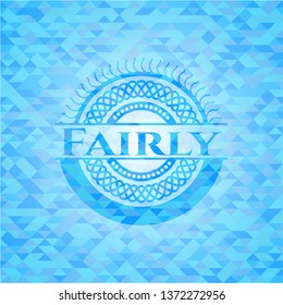 Fairly sky blue emblem with triangle mosaic background