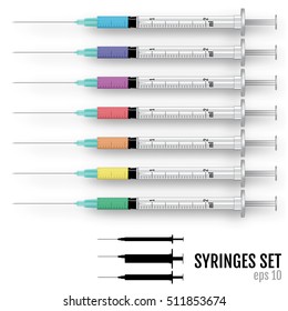 Fairly standard design single use syringes. Vector