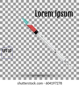 Fairly standard design single use syringe isolated over transparent  background. Realistic vector syringe.