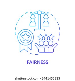 Fairness blue gradient concept icon. Employee recognition criteria. Fair treatment. Workplace culture. Team spirit. Round shape line illustration. Abstract idea. Graphic design. Easy to use