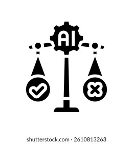 fairness scale ethical ai glyph icon vector. fairness scale ethical ai sign. isolated symbol illustration