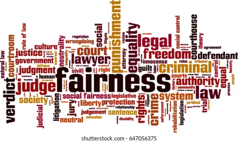 Fairness word cloud concept. Vector illustration