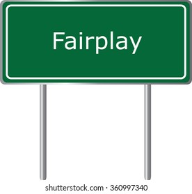 Fairplay , Colorado , road sign green vector illustration, road table, USA city